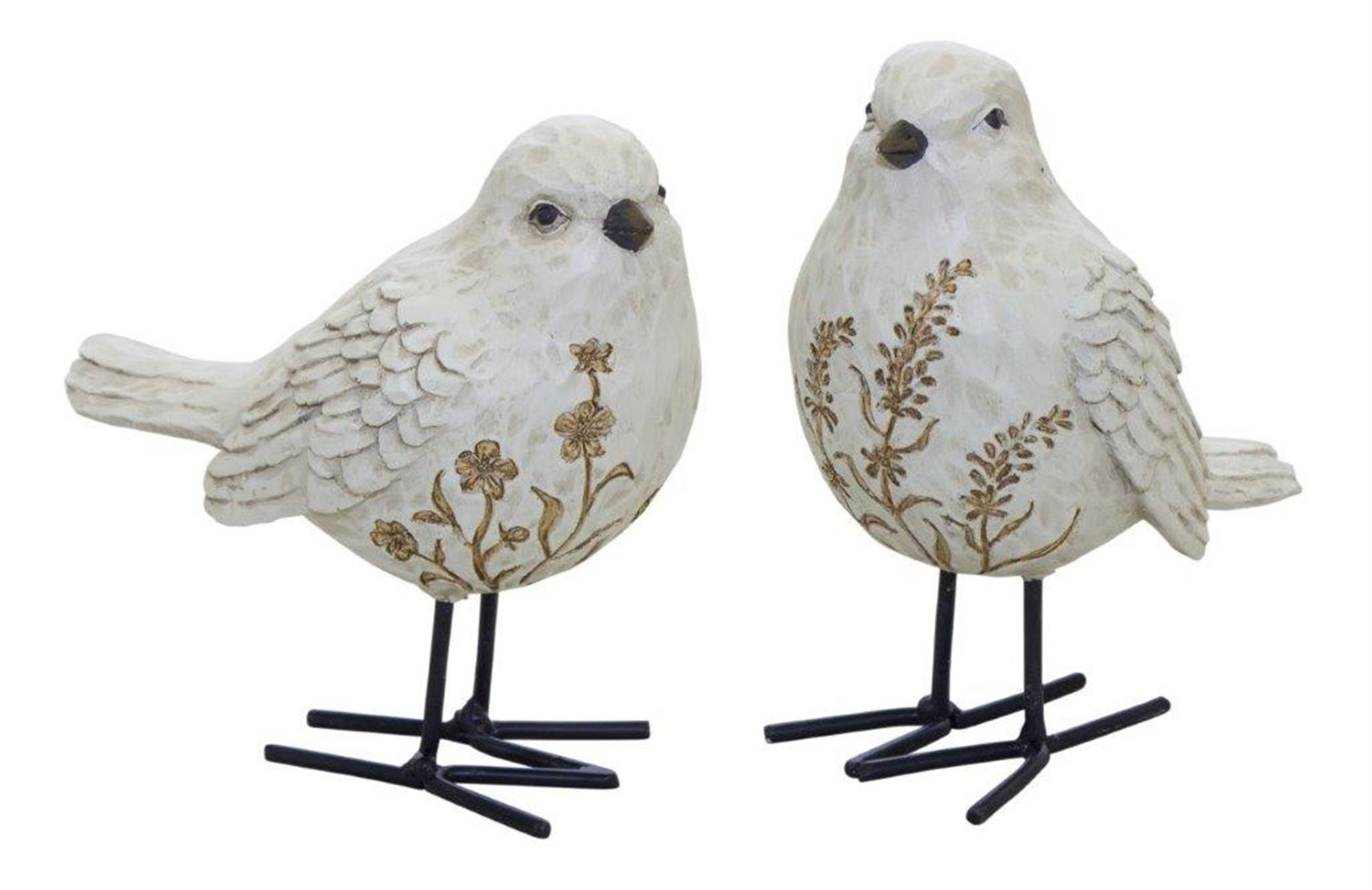 Melrose International Bird Figurines with Carved Floral Design | Bass ...